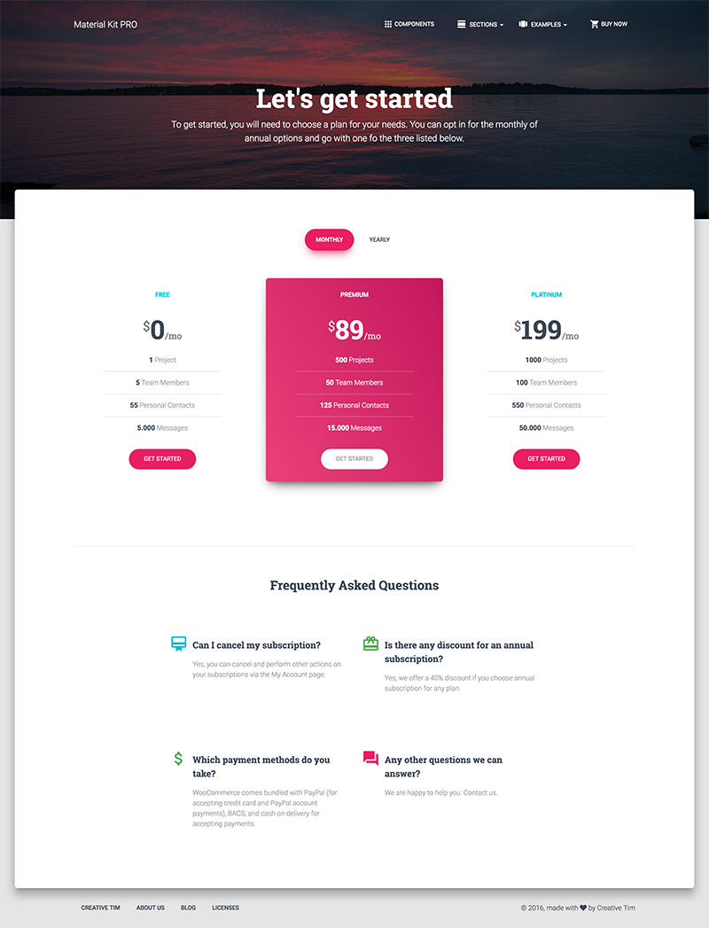 Pricing Page